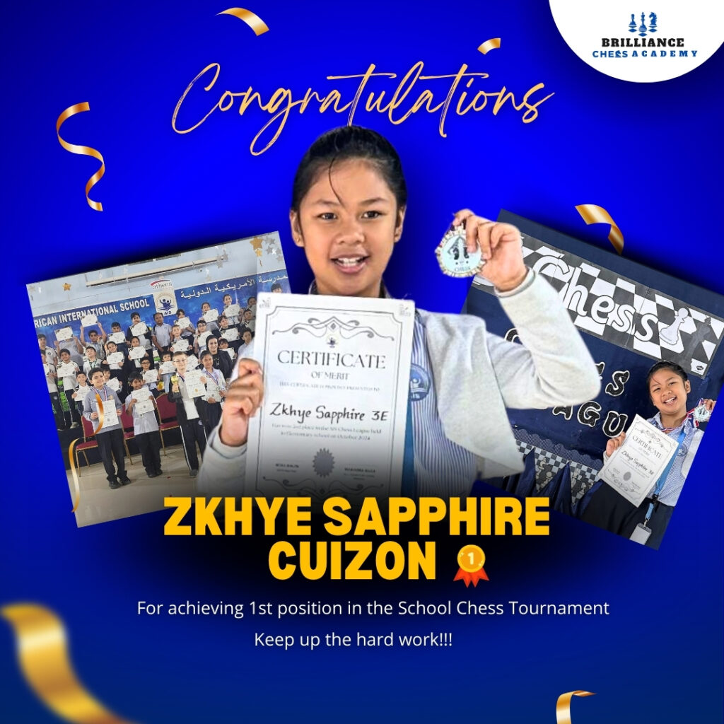 Zkhye from UAE became Chess Champion in her School!!