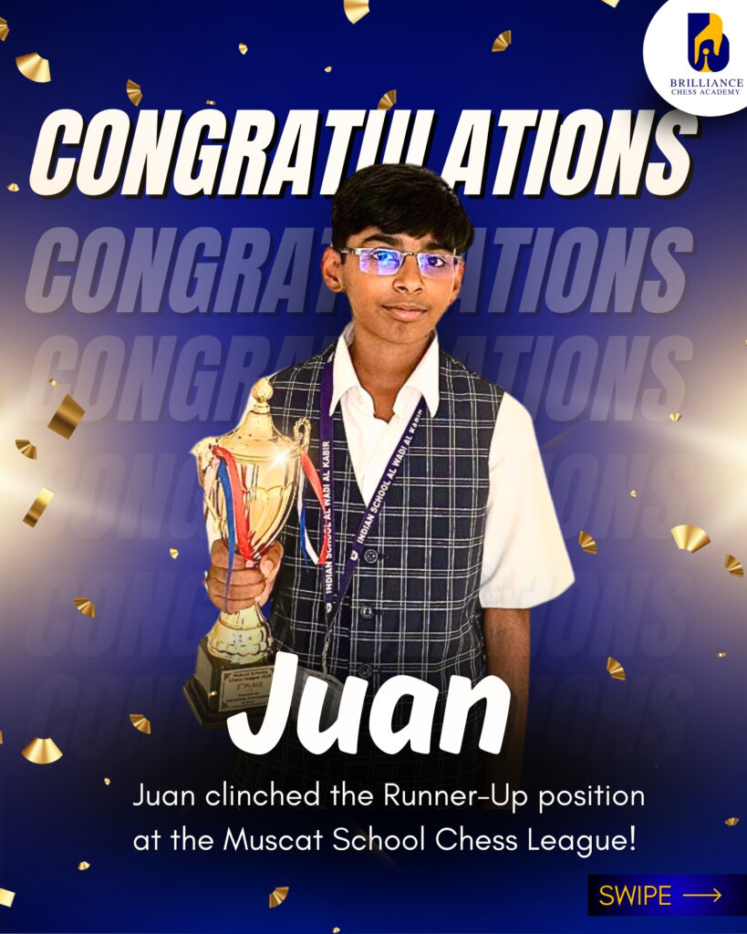 Juan Clinched the 2nd Place at the Muscat School Chess League